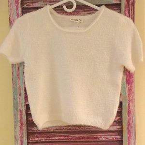 Fuzzy Crop Sweater Tee NWT